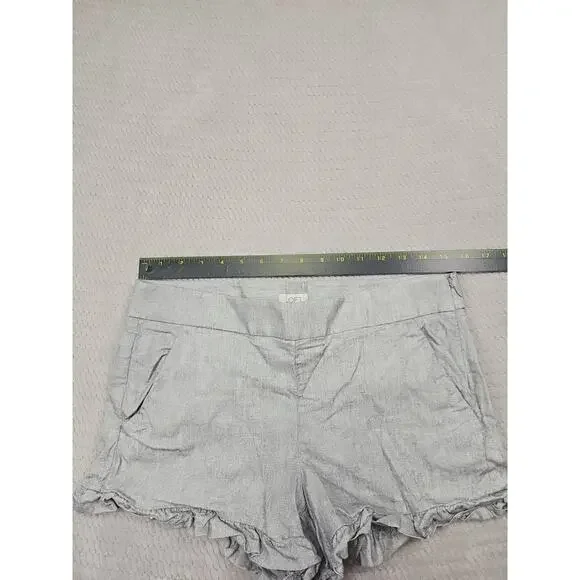 Loft Shorts Womens 4 Gray Ruffled Trim Pockets Side Zip - Picture 3 of 7